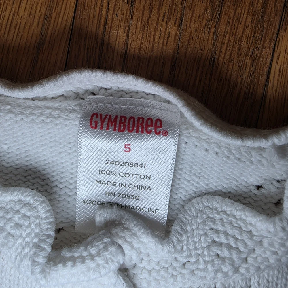 Gymboree White Knit Cardigan with Scalloped Trim Girls Size 5